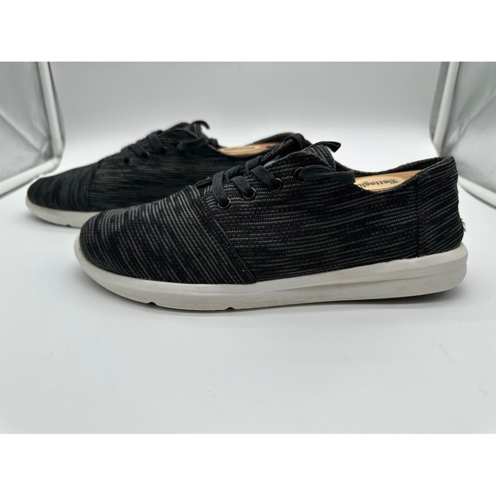 TOMS Del Rey Mens Sneakers Black Grey Space Dye Knit Lace Up Shoes Size 9